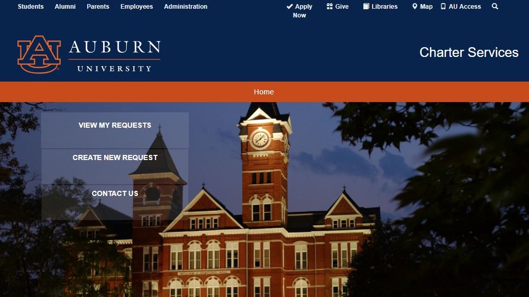 Part of the Charter Services website
